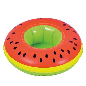 Pool Central 9" Inflatable Watermelon Slice Swimming Pool Beverage Drink Holder - 1 of 2