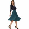 Women High Elastic Waist Pleated Chiffon Skirt Midi Swing A-line Skirts Blue Green - 4 of 4