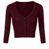 Women's Casual Open Front Knit Cropped Bolero Shrug 3/4 Sleeve Cardigan Sweater - 3 of 4