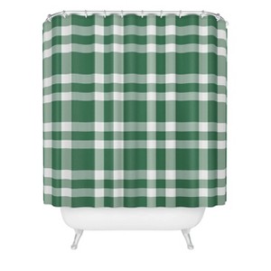 Lisa Argyropoulos Cheery Checks Pine Shower Curtain Green - Deny Designs: 74" Length, Microfiber, Ring Top Hanging - 1 of 3