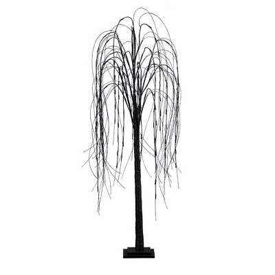 Nearly Natural 5-ft Pre-Lit Halloween Black Willow Artificial Fall Tree with 144 Orange and Purple LED Lights