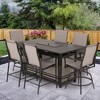 Four Seasons Courtyard Manhattan Outdoor 6 Piece High Chair Patio Dining Table and Chair Furniture Set with Textured Sling Over Aluminum Frames, Gray - 4 of 4