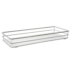 Vanity Tray with White Glass Chrome - Elle Décor - 1 of 3