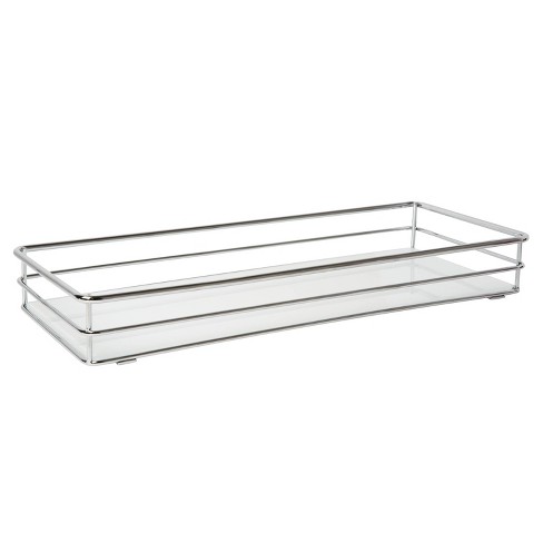 Vanity Tray with White Glass Chrome - Elle Décor - image 1 of 3