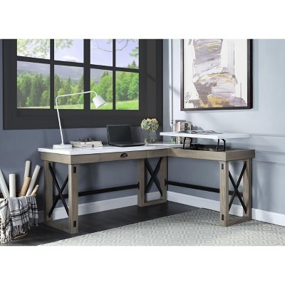 NicBex L Shaped Desk Home Office Desks Standing Desk Adjustable Height Executive Desk with 1 File Drawer for Home Office