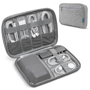 PAVILIA Soft Electronic Organizer Travel Case, Medium Cable Tech Storage Pouch Cord Bag, Charger Accessories Essentials - 1 of 4