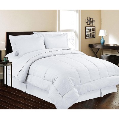 Manhattan Lights 8 Piece Bed In A Bag Hotel Collection Alternative Comforter Set Embossed Comforter Sheet Bed Skirt Sham Set Queen Size - White — фото 3