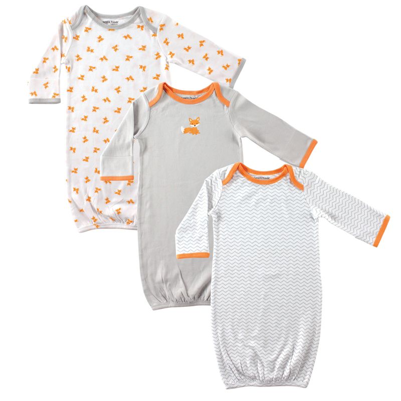 Luvable Friends Baby Boy Cotton Gowns, Fox, 0-6 Months, 1 of 3