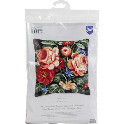 Vervaco Counted Cross Stitch Cushion Kit 16"X16"-Roses