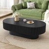43.3 Inch Minimalist Modern Style Coffee Table, Oval Table with Fluted Drum Base, Smooth Painted Finish Table with MDF Top-Coolbibila - 3 of 4