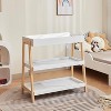 Baby Changing Station, Portable Infant Diaper Changing Table, Modern White Baby Changing Table with 2 Storage Shelves for Newborn Baby and Infant - 2 of 4
