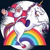 Men's Design By Humans Christmas Cartoon Santa Riding A Unicorn By rasok T-Shirt - 2 of 4