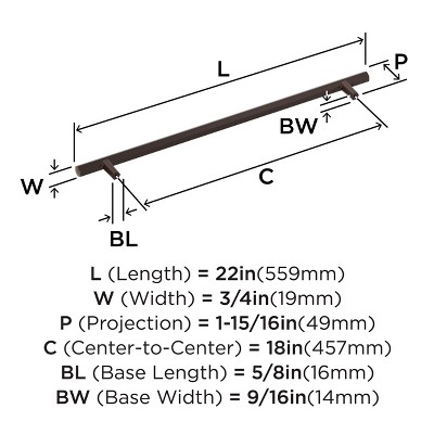 18 Inch Oil-Rubbed Bronze Modern Industrial Bar Pull