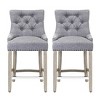 WestinTrends 24" Linen Tufted Buttons Upholstered Wingback Counter Stool (Set of 2) - 3 of 4