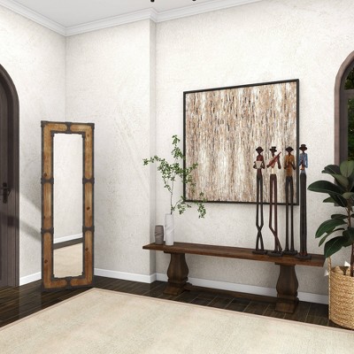 Rustic Brown Wood Full-Length Rectangular Floor Mirror