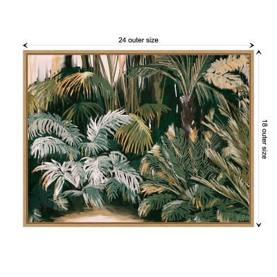 Sylvie Maple Framed Green Jungle Canvas Wall Art Print 24 x 18-in