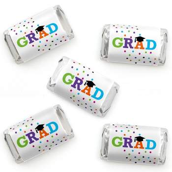 Big Dot of Happiness Hats Off Grad - Mini Candy Bar Wrapper Stickers - Graduation Party Small Favors - 40 Count