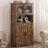 homfan Tall Bathroom Cabinet,Freestanding Storage Cabinet with Glass Doors and Adjustable Shelves, Modern Cupboard for Kitchen, Pantry, Living Room - 4 of 4