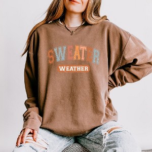 Simply Sage Market Women's Lightweight Garment Dyed Graphic Sweatshirt Varsity Sweater Weather - 1 of 3