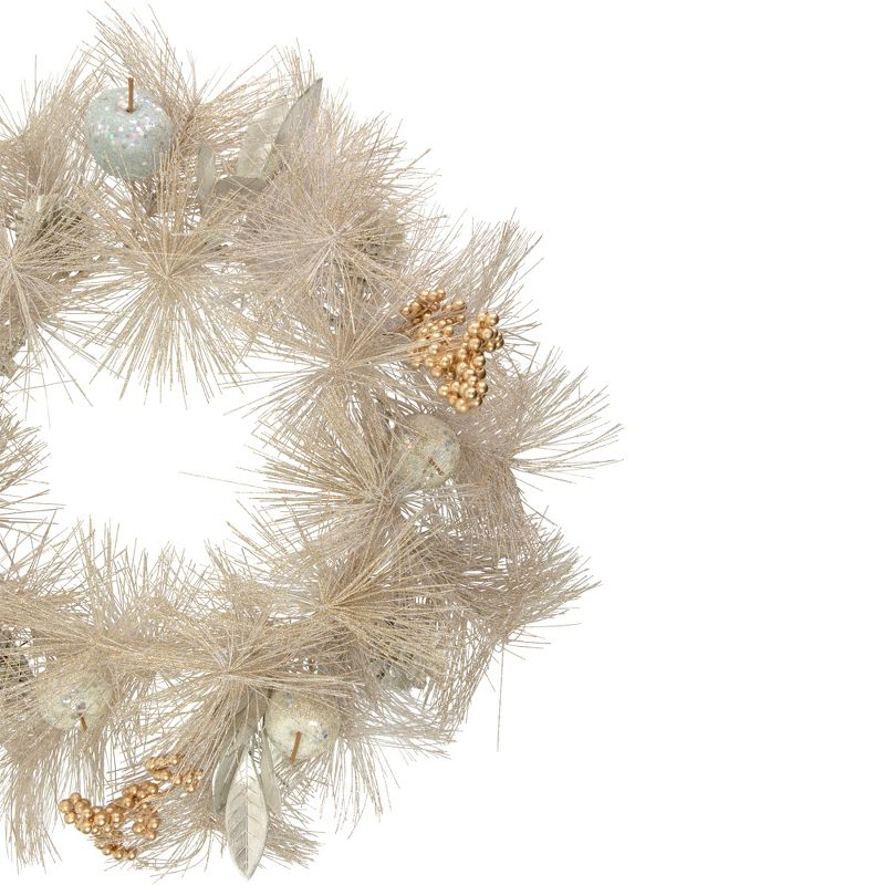 Northlight 24" Champagne Gold Apple and Pine Needle Artificial Christmas Wreath - Unlit, 4 of 5