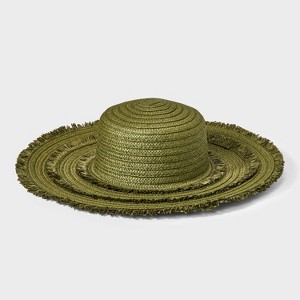 Paper Braid Wide Brim Floppy Hat with Fringe Details - Shade & Shore™ - 1 of 4