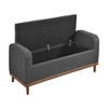 Kumasinova Mid-Century Modern Storage Ottoman Bench, 50" Textured Fabric, Walnut Finish, Button-Tufted Lift Top, Versatile Entryway Bench - 4 of 4