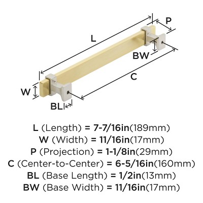 Brushed Gold and Satin Nickel Cabinet Bar Pull