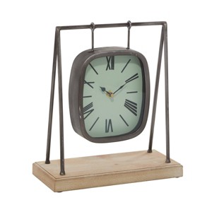 12"x10" Wood Pendulum Clock with Wood Base Gray - Olivia & May - 1 of 4