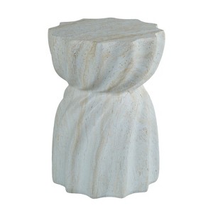 SEVOBAL Outdoor Cement End Table Small Round Garden Accent Table Drum Shape Side Table for Patio and Indoor Use, White, 17.13"*17.13"*22.05" - 1 of 4