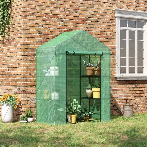 CAVINAS 7'x5'x6' Greenhouse with Mesh Door and Vent Windows, UV protective for Growing Flowers, Herbs - 1 of 4