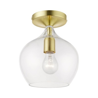 Livex Lighting Aldrich 1 - Light Semi-Flush Mount in  Satin Brass/Polished Brass