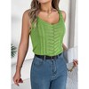 Clearlove Womens Hollow Out Knitted Tops V Neck Outer Wear Sleeveless Slimming Crop Tops Summer Blouse Camisoles Vest for Women - 4 of 4