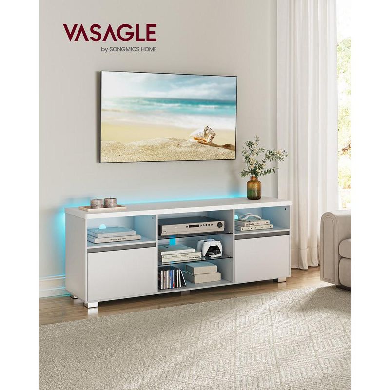 VASAGLE Stand 70 Inch, Entertainment Center with Open Glass Shelves, 2 Cabinets with Doors, 63 Long, TV Console, 3 of 11