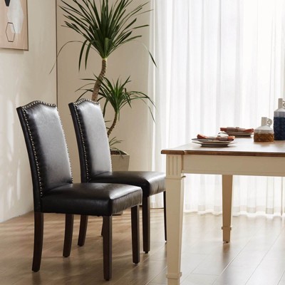 NicBex Linen fabric Dining Chairs Set of 2,Modern Upholstered Armless Kitchen Chairs with High Back for Dining room,Living Room,Kitchen