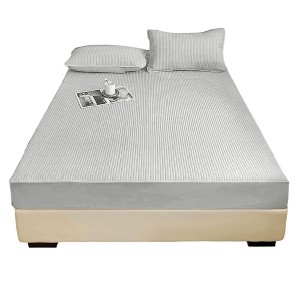 Unique Bargains Lattice Stitching Fitted Sheet 1 Pc - 1 of 4