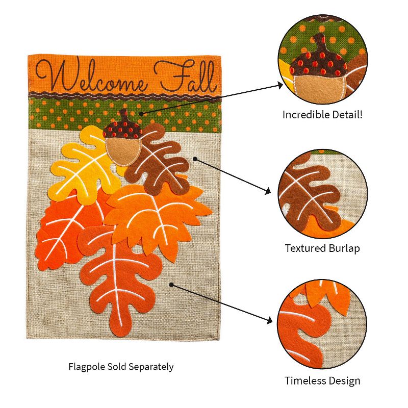 Evergreen Fall Leaves Garden Burlap Flag 12.5 x 18 Inches Indoor Outdoor Decor, 5 of 7