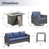 Buenhomino 5-Piece Patio Furniture Set with Fire Pit,Wicker Outdoor Swivel Rocker Chairs Patio Sofa for Backyard,Poolside,Deck,Gray Wicker - 3 of 4
