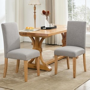 Dining Chairs Set of 2,Modern Fabric Upholstered Kitchen Chairs with Curved Backrest,Heavy-Duty Wood Legs for Dining Room Kitchen Home, Easy Clean - 1 of 4