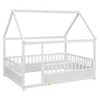 Lyngins Kids' Floor Bed Frame with Wooden House Roof & High Fence Guardrails, Pine Wood Twin Size Toddler Bed/Child Bed, Easy Assembly - 4 of 4