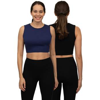 Yogalicious 2 Pack Ribbed Seamless V-neck Bra - Naval Academy/white - X  Large : Target