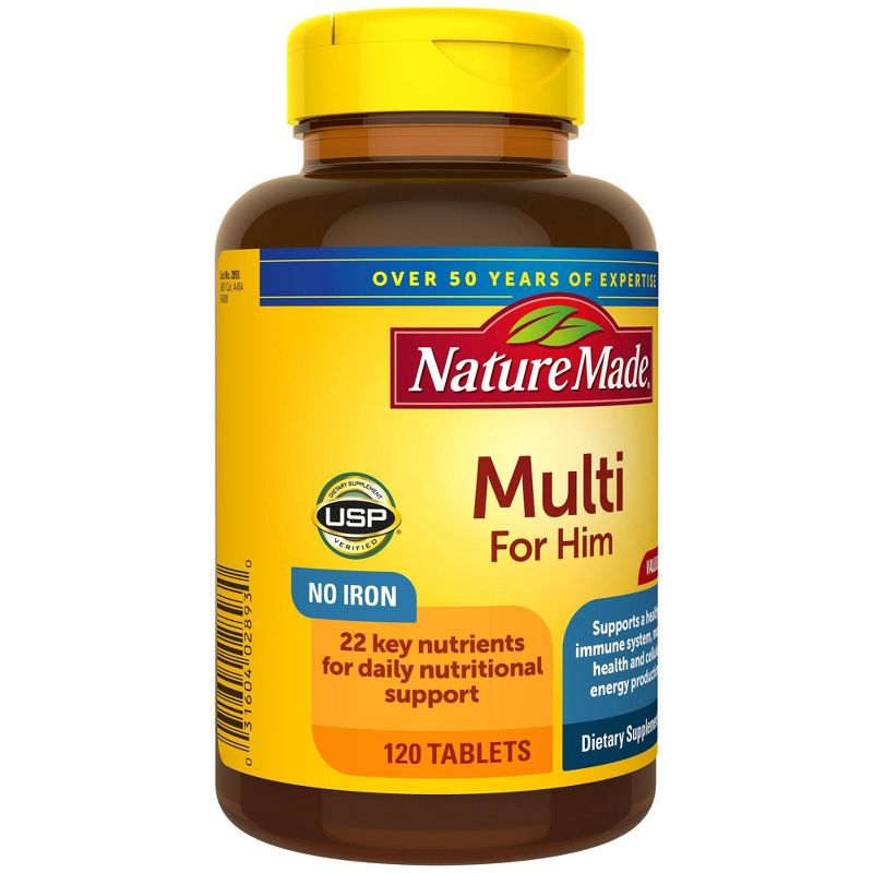 Nature Made Multi for Him with No Iron - Men&#39;s Multivitamin Nutritional Support Tablets - 120ct, 4 of 9