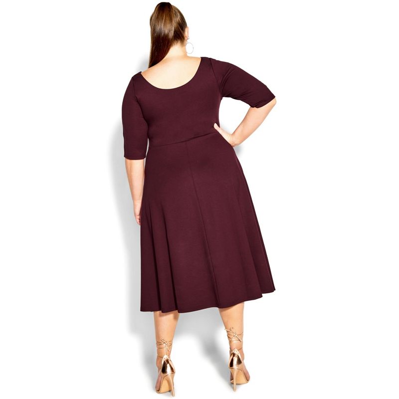 Women's Plus Size Cute Girl Elbow Sleeve Dress - oxblood | CITY CHIC, 3 of 6