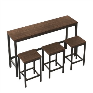 COWLOWN Long Dining Table Set with 3 Stools, Modern Kitchen Dining Set,  MDF & Metal Frame, 160lbs Table/220lbs Stool Load-Bearing - 1 of 4