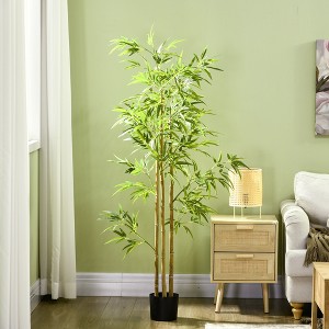 Wooakway 70.75"H Artificial Bamboo Tree Artificial Topiary Artificial Plant with Pot for Indoor/Outdoor D¨¦cor - 1 of 4