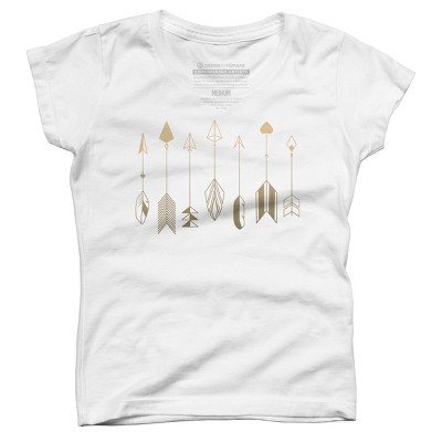 Girl's Design By Humans Be Brave Little Arrow (gold) By staceyroman T-Shirt