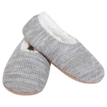Elanze Designs Simple Knit Womens Plush Lined Cozy Non Slip Indoor Soft Slipper - Grey, Medium