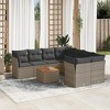 vidaXL 9 Piece Patio Sofa Set with Cushions Gray Poly Rattan - 4x Corner + Table + 4x Middle - 2 of 4