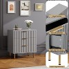 Fluted 3 Drawers Dresser for Bedroom, Chest of Drawers with Wide Top, Wooden Dresser Organizer, Modern Nightstand with Deep Drawers - 4 of 4