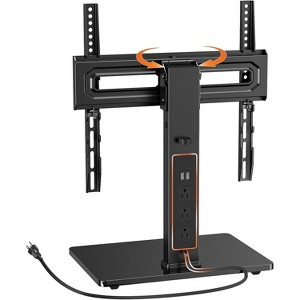 Perlegear Universal Swivel TV Stand with Power Outlet for 32-60" TVs up to 88 lbs, Height Adjustable with Tempered Glass Base, Max VESA 400x400mm - 1 of 4