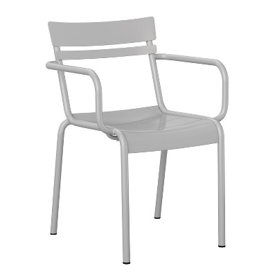 Flash Furniture Nash Commercial Grade Steel Indoor-Outdoor Stackable Chair with 2 Slats and Arms, Set of 4